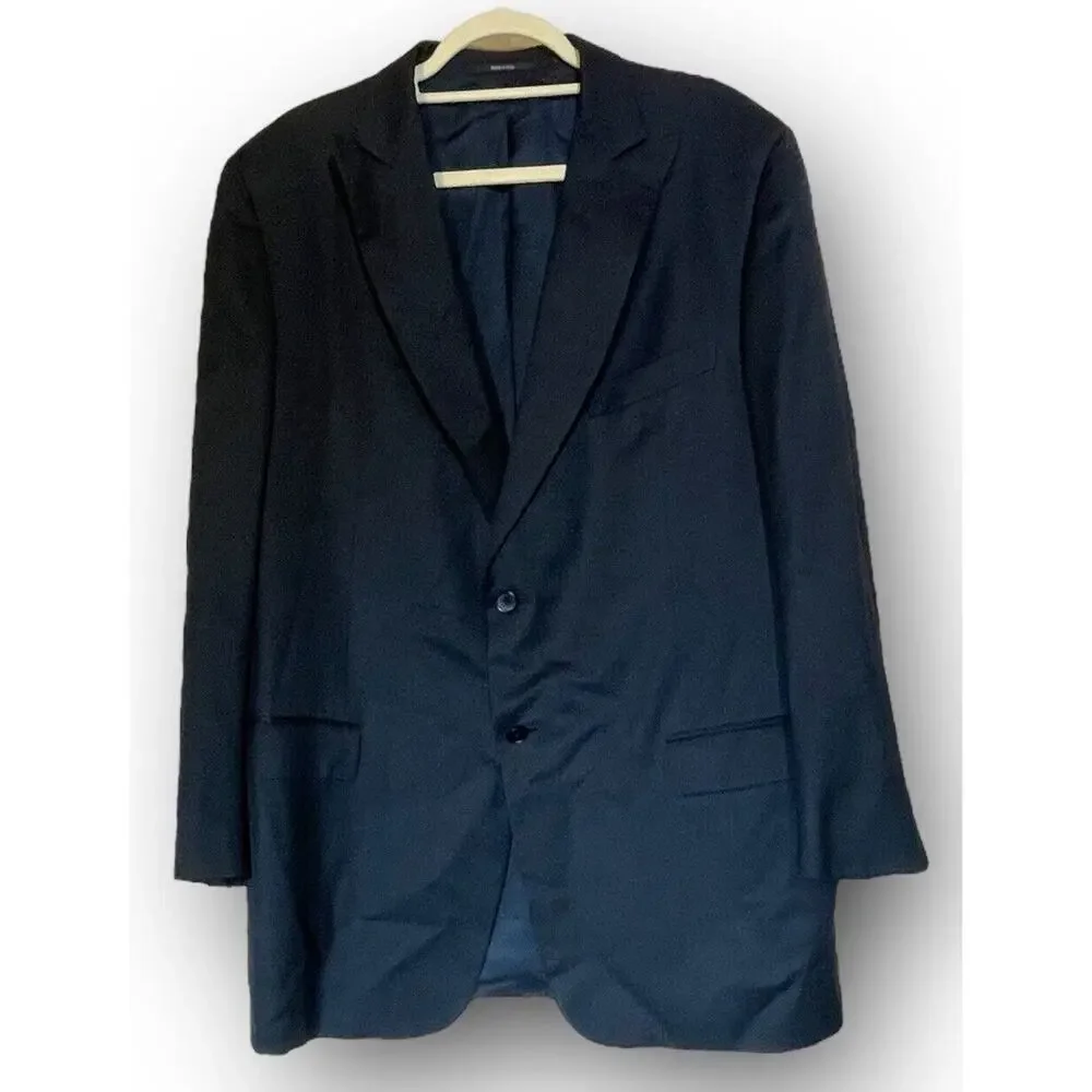 Ermenegildo Zegna Men Black Blazer Jacket Size XL Wool‎ Silk 22”x33”